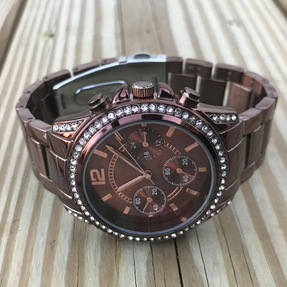 Geneva Other - Geneva Men Watch Coffee Brown Unisex Fancy Crystal
